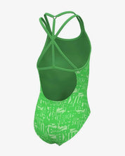 Girls Nike Swim Retro Flow Swimsuit Green Stretch One-Piece T-Back SRT341