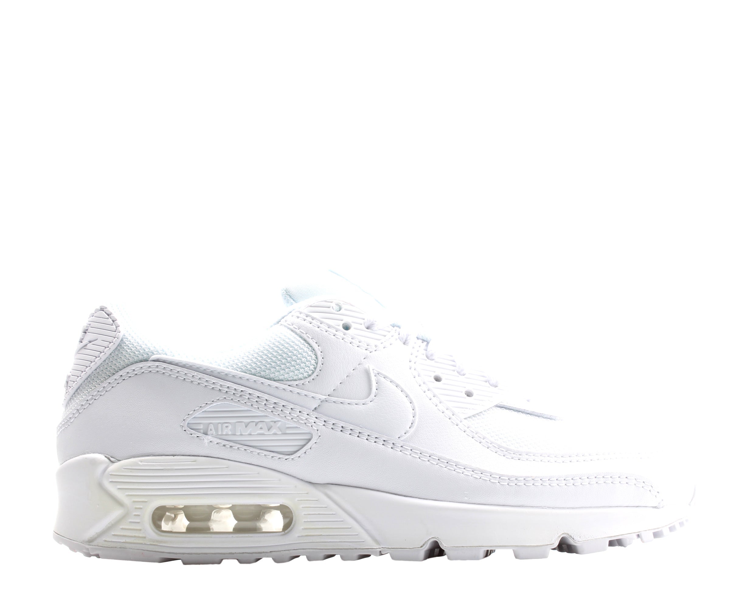 Men's Nike Air Max 90 Triple White/White-Wolf Grey Running Shoes CN8490-100