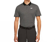Men's Striped Golf Polo Shirt In Black