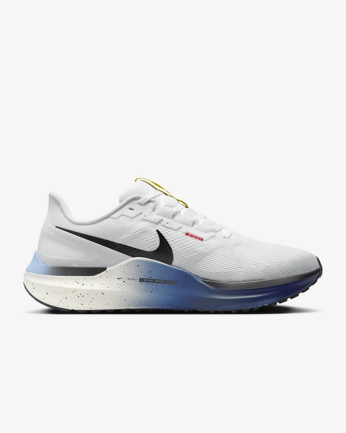 Men Air Zoom Structure 25 Road Running Shoes In White/speed Yellow/speed Red/black