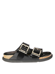Dual-Strap Black Slide Sandal
