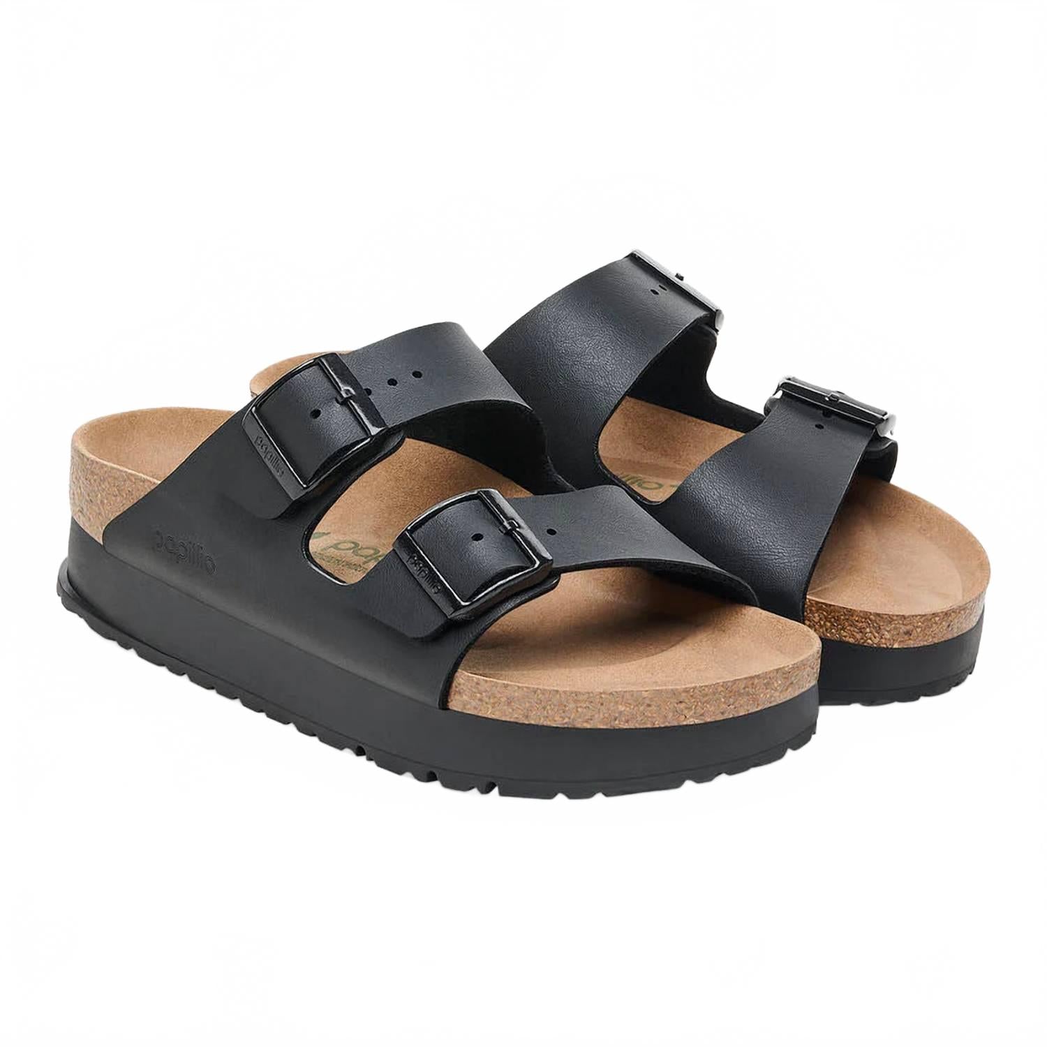 Arizona Platform Birko-Flor Unisex Sandal In Black