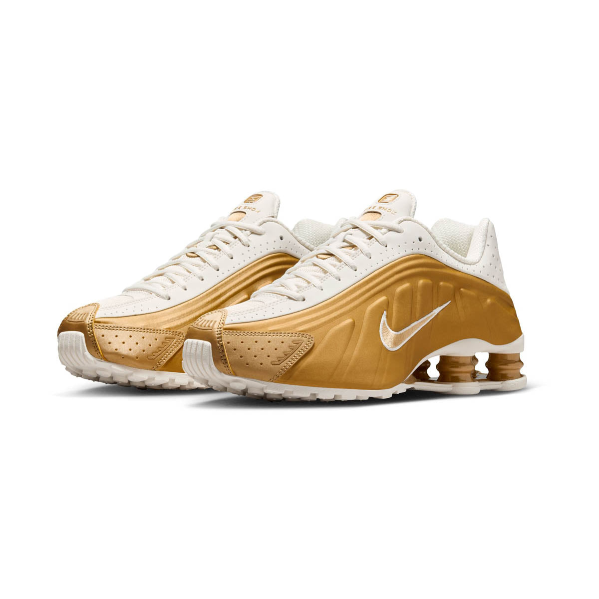 WOMENS NIKE SHOX R4-SOFT PEARL/METALLIC GOLD-AR3565-010