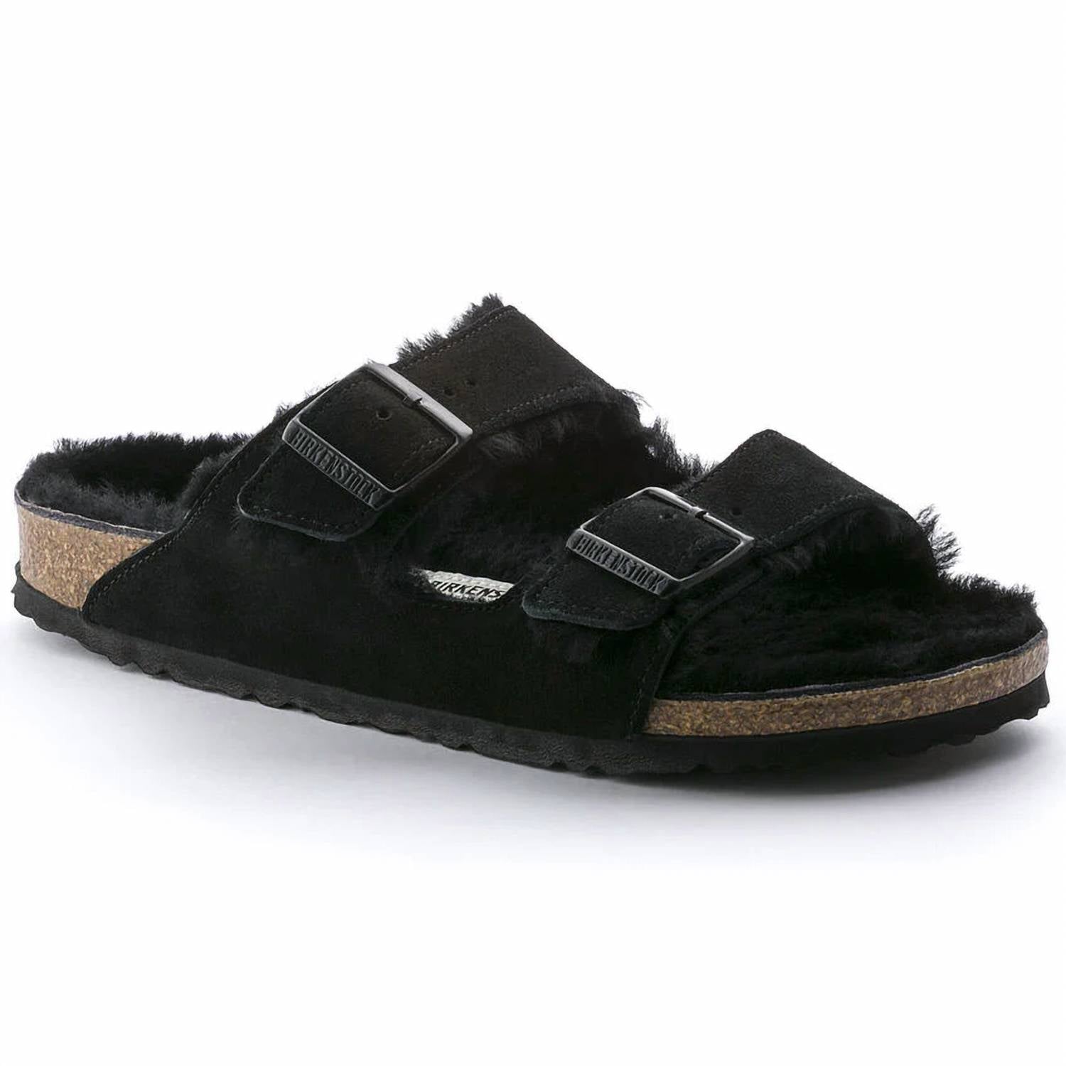 Women's Arizona Suede Sandals In Black/black Shearling