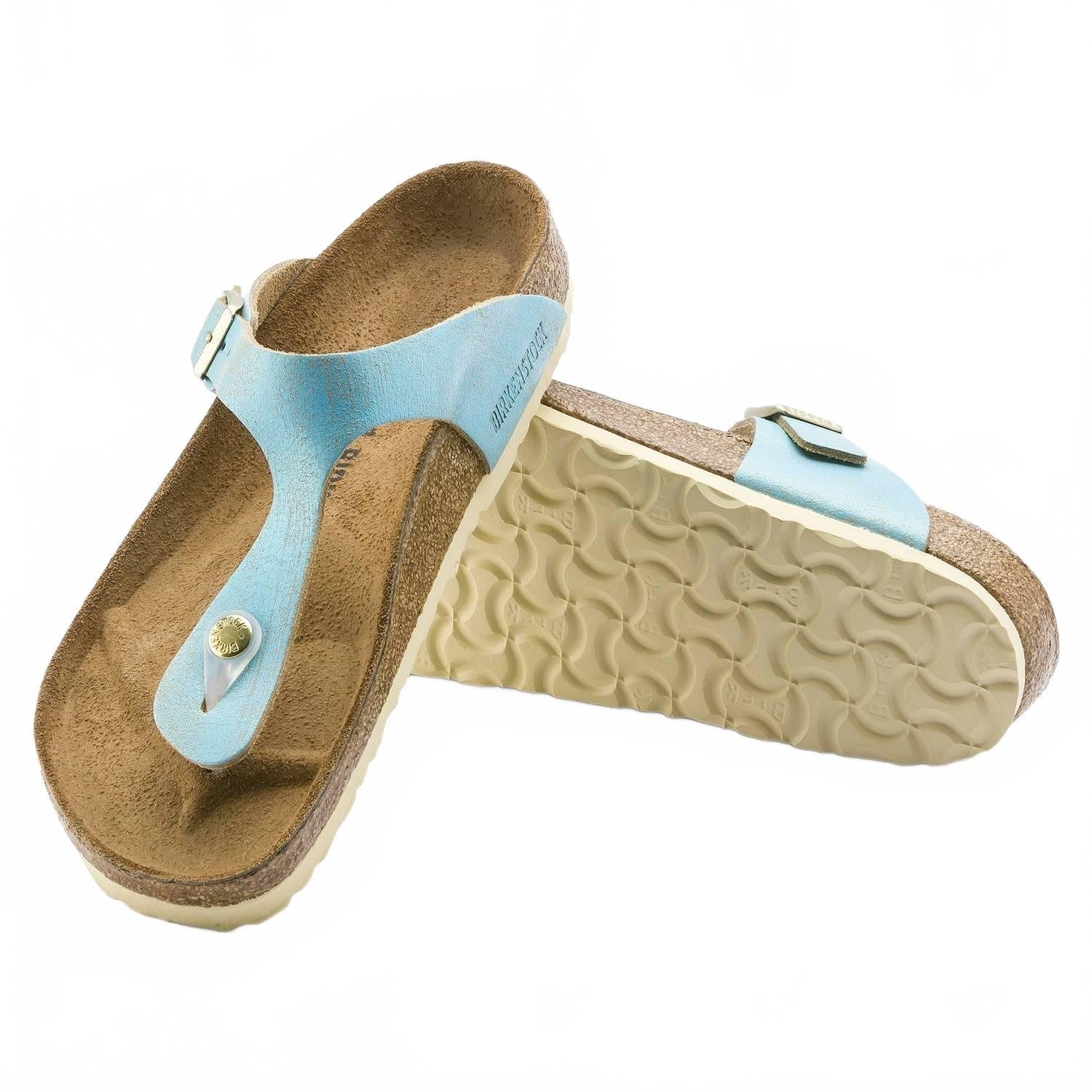 Women's Gizeh Leather Sandals In Aqua
