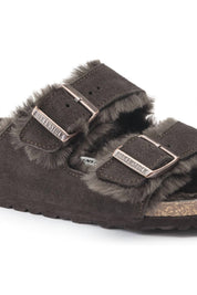Unisex Arizona Shearling Suede Leather Sandals In Mocha