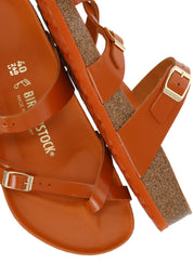Orange Mayari Buckle Leather Sandals