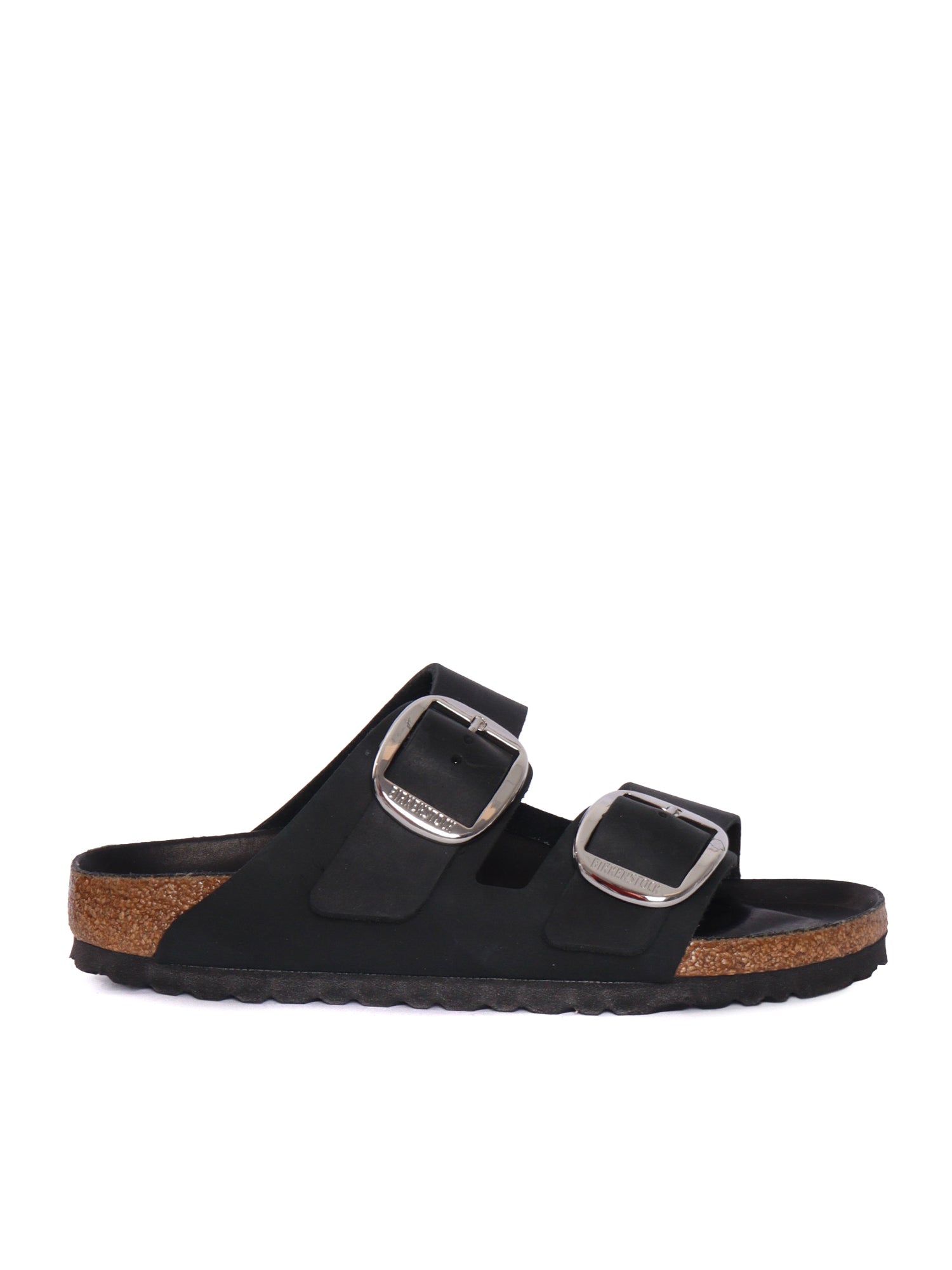 Black Arizona Oiled Leather Slide Sandal