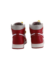 Nike Air Jordan 1 Retro High Top Sneakers in Iron Ore/Red Varsity Leather
