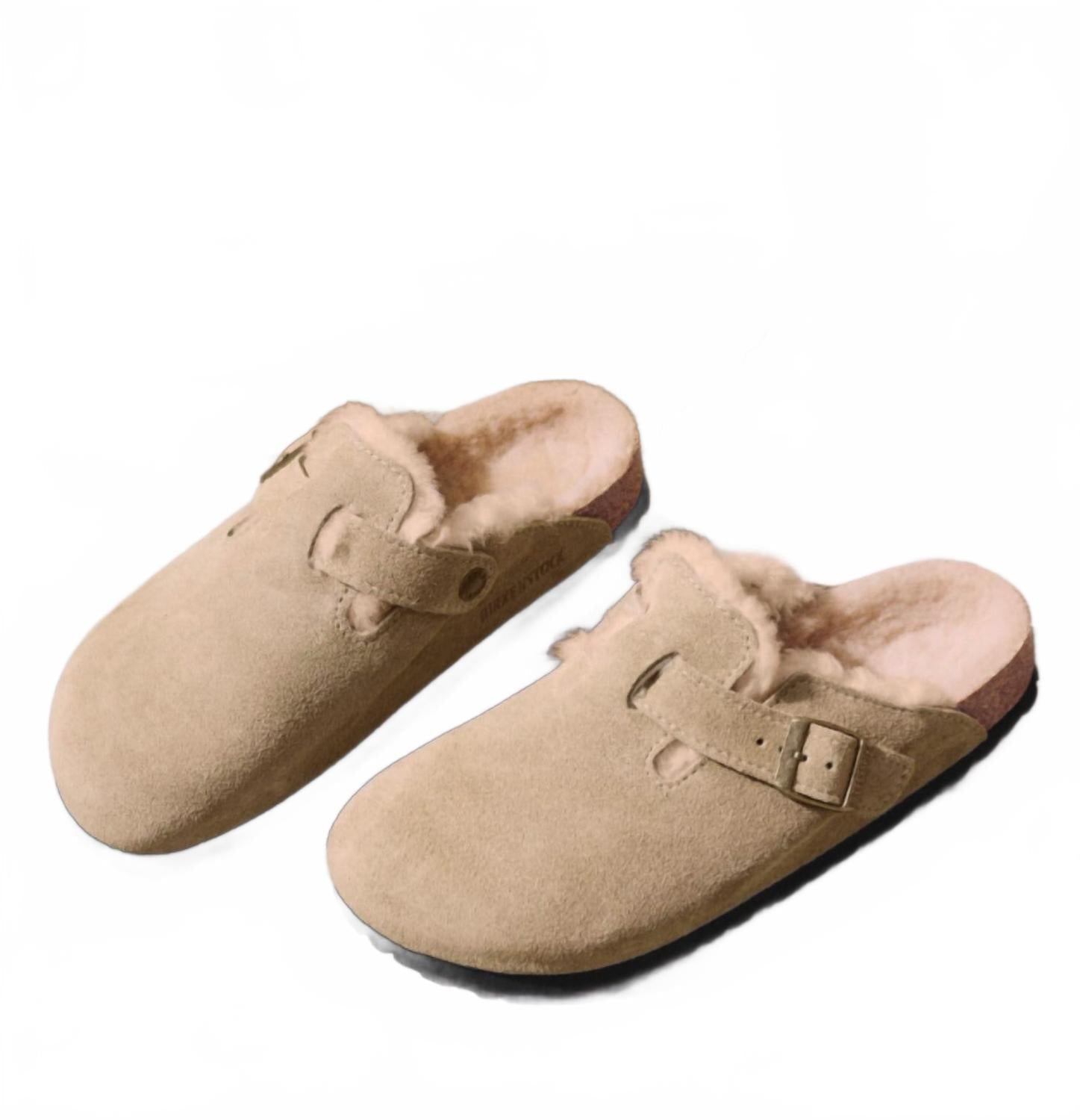 Women's Boston Suede Shearling Clogs In Taupe