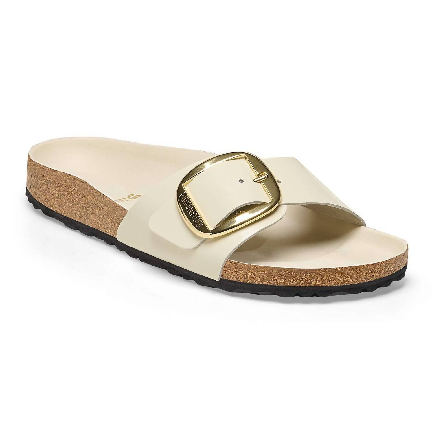 Women's Madrid Big Buckle Sandals - Narrow In High-Shine Ecru