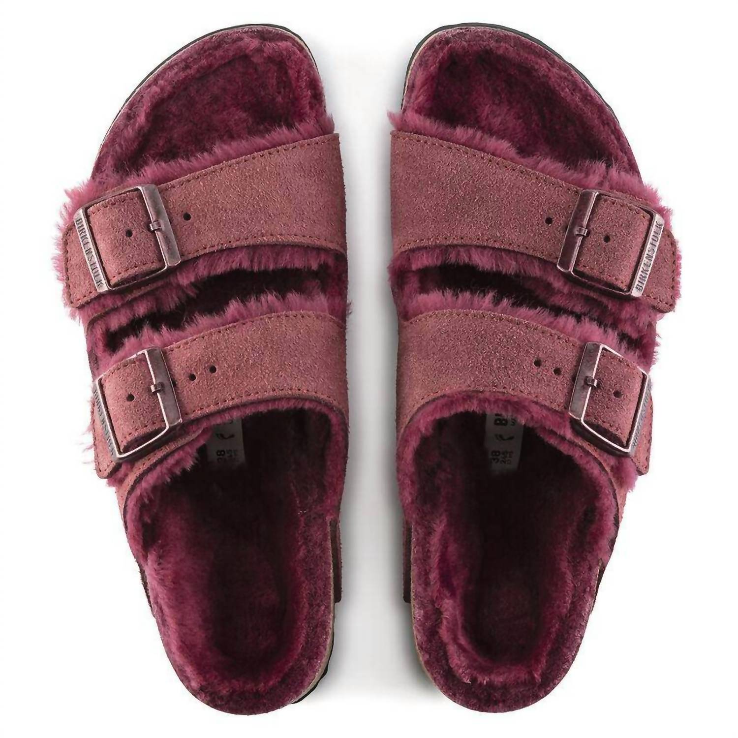 Women's Arizona Fur Shearling Sandal In Maroon