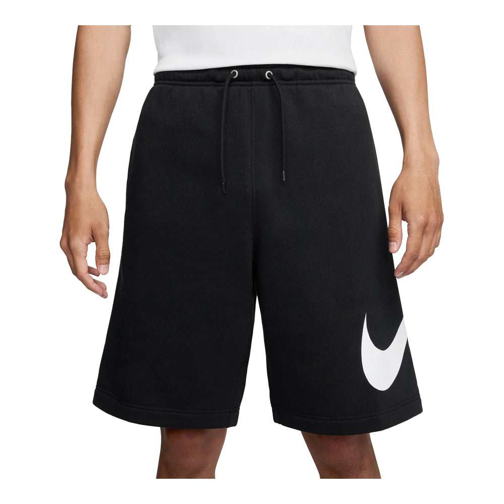 Men's Nike Club Fleece Swoosh Shorts - Black/Black/White