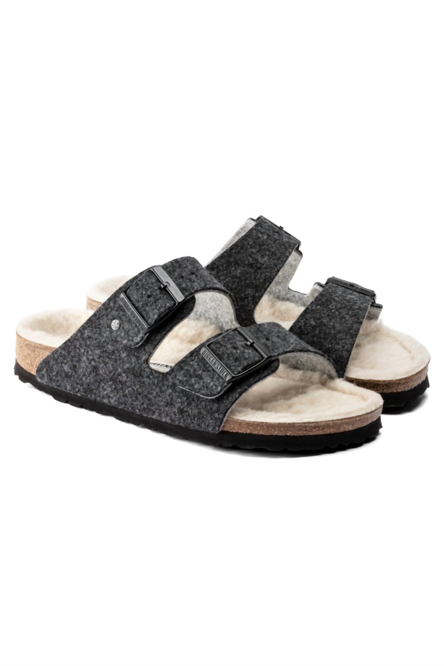 Unisex Arizona Rivet Wool Felt Narrow Sandals In Doubleface Gray