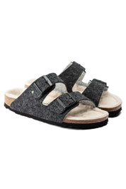 Unisex Arizona Rivet Wool Felt Narrow Sandals In Doubleface Gray