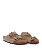 Taupe Arizona Suede Leather Slip-On Sandals