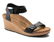Women's Soley Leather Soft Footbed Wedge Heel Sandal In Black