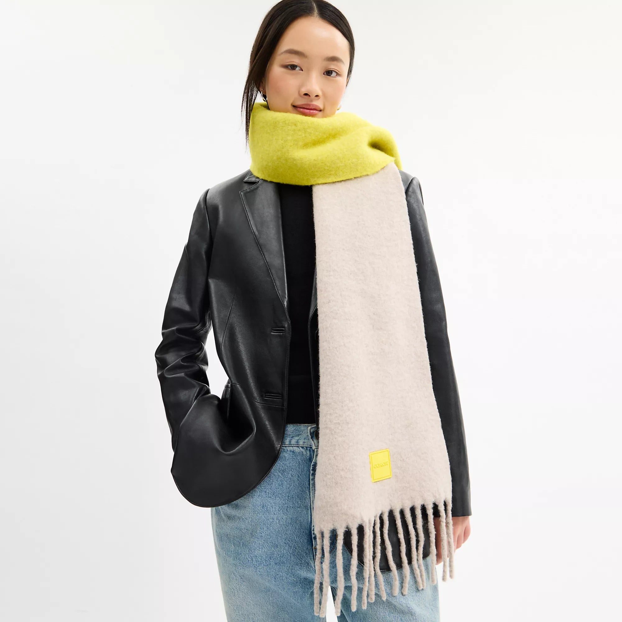 Coach Outlet Colorblock Muffler With Rubber Patch