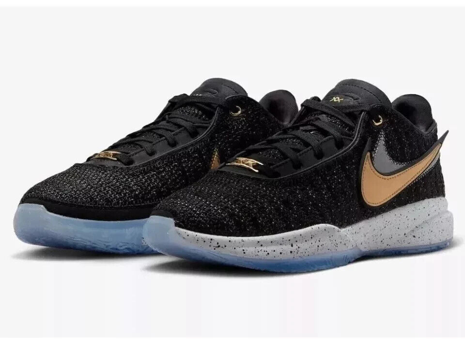 Men's Nike LeBron XX DJ5423-003 Sneaker US 8.5 Black Gold Running Shoes RHS2512