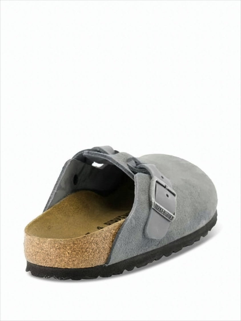 Suede Mule Slipper with Adjustable Leather Strap