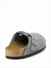 Suede Mule Slipper with Adjustable Leather Strap