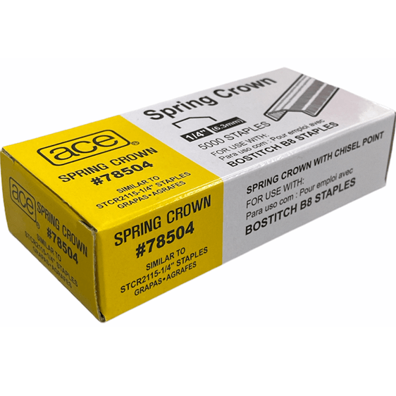Ace 78504 Spring Crown Galvanised B8 1/4" 6mm Staples Box 5000
