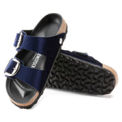 Unisex Arizona Big Buckle Velvet Sandal (Narrow) in Midnight