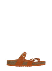 Orange Mayari Buckle Leather Sandals