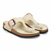 Women's Gizeh Big Buckle Nubuck Leather Sandals In Iridescent Ecru