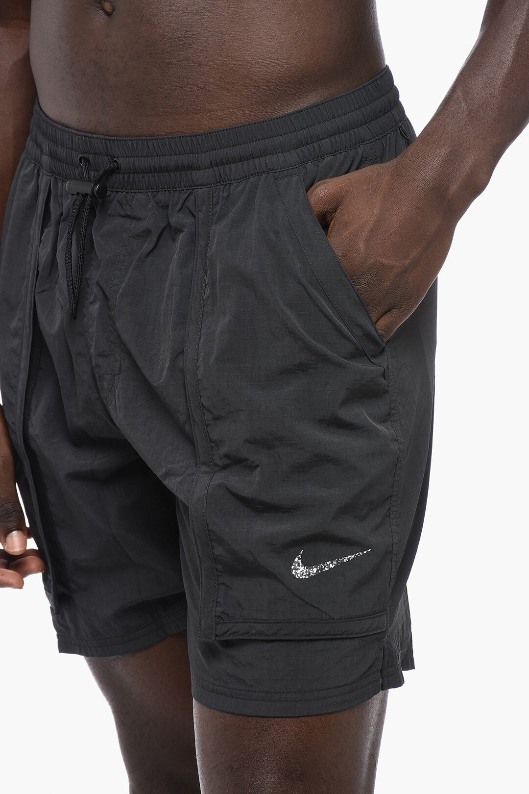 Solid-Color Boxer Swim Trunks with 3 Pockets