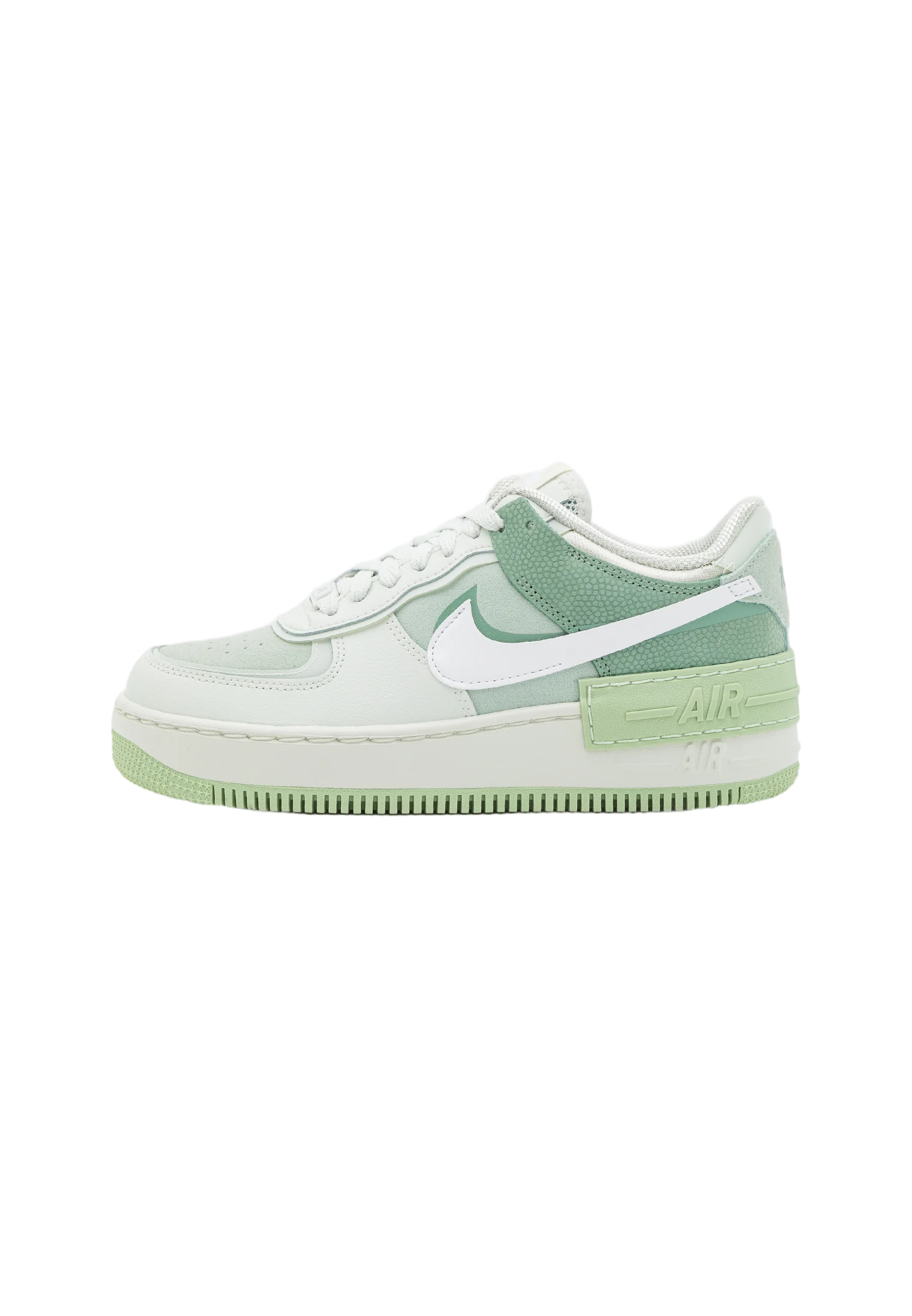 Layered White Sneaker with Pastel Green Accents