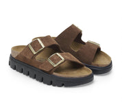 Women's Arizona Chunky Suede Sandals In Dark Tea/ Black