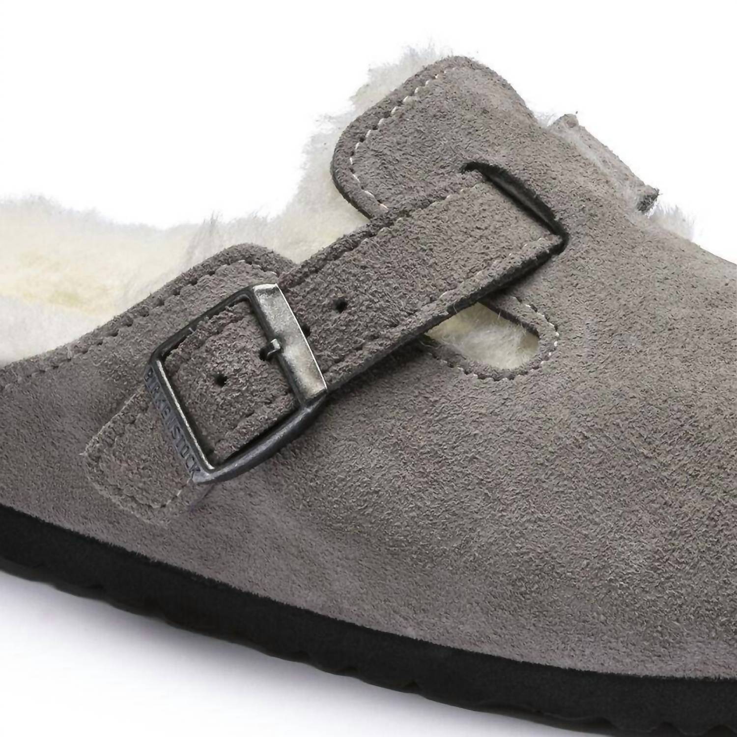 Unisex Boston Fur Coin Shearling Clog In Stone