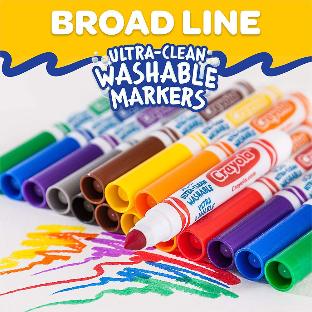 10pc Crayola Ultra Clean Classic Colours Washable Markers For Kids 4+
