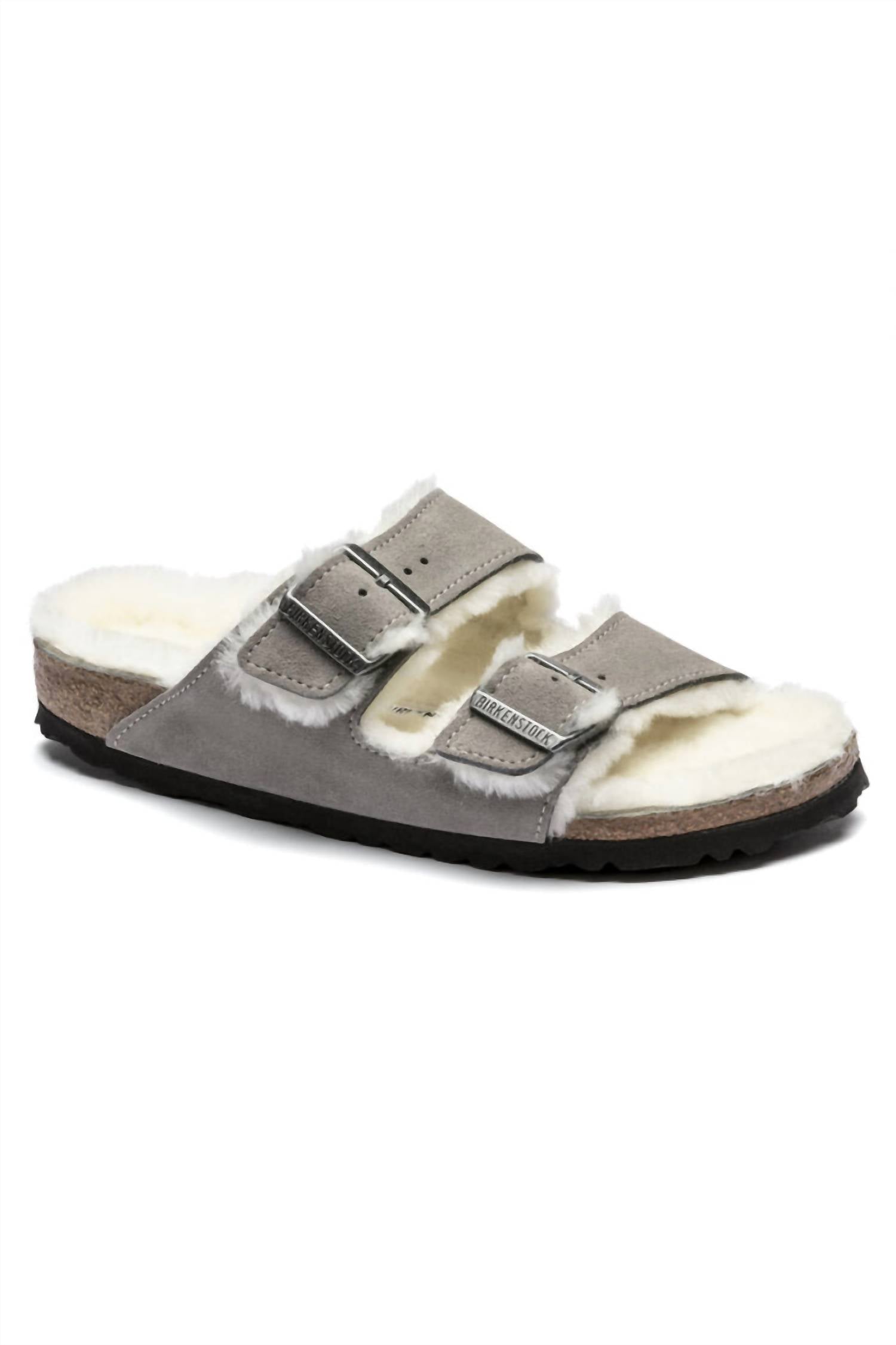 Unisex Arizona Fur Sandals In Stone Coin