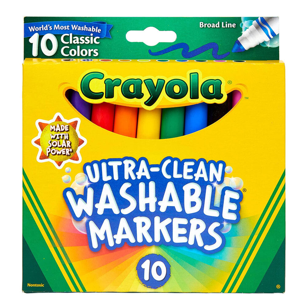 10pc Crayola Ultra Clean Classic Colours Washable Markers For Kids 4+