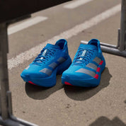 Men's Adizero Adios Pro 4 Running Shoe - Solar Blue/Silver Metallic/Lucid Red - Regular (D)