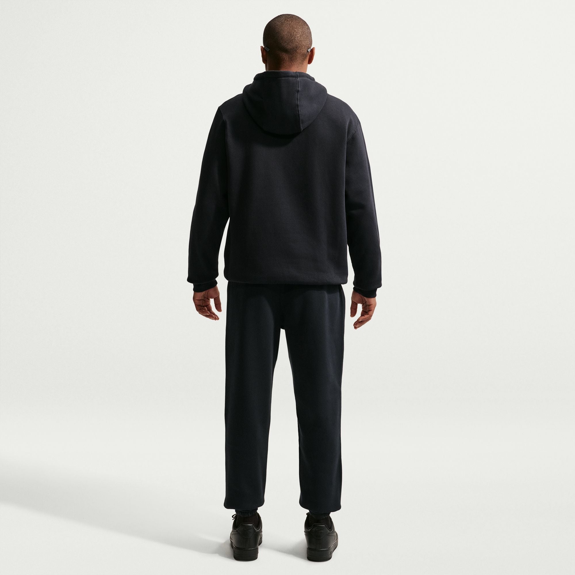 Men's Nike Club Pullover Fleece Hoodie - Black/White
