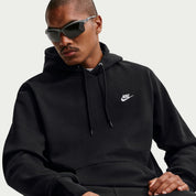 Men's Nike Club Pullover Fleece Hoodie - Black/White
