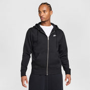 Men's Nike Club Full-Zip Fleece Hoodie - Black/White