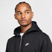 Men's Nike Club Full-Zip Fleece Hoodie - Black/White