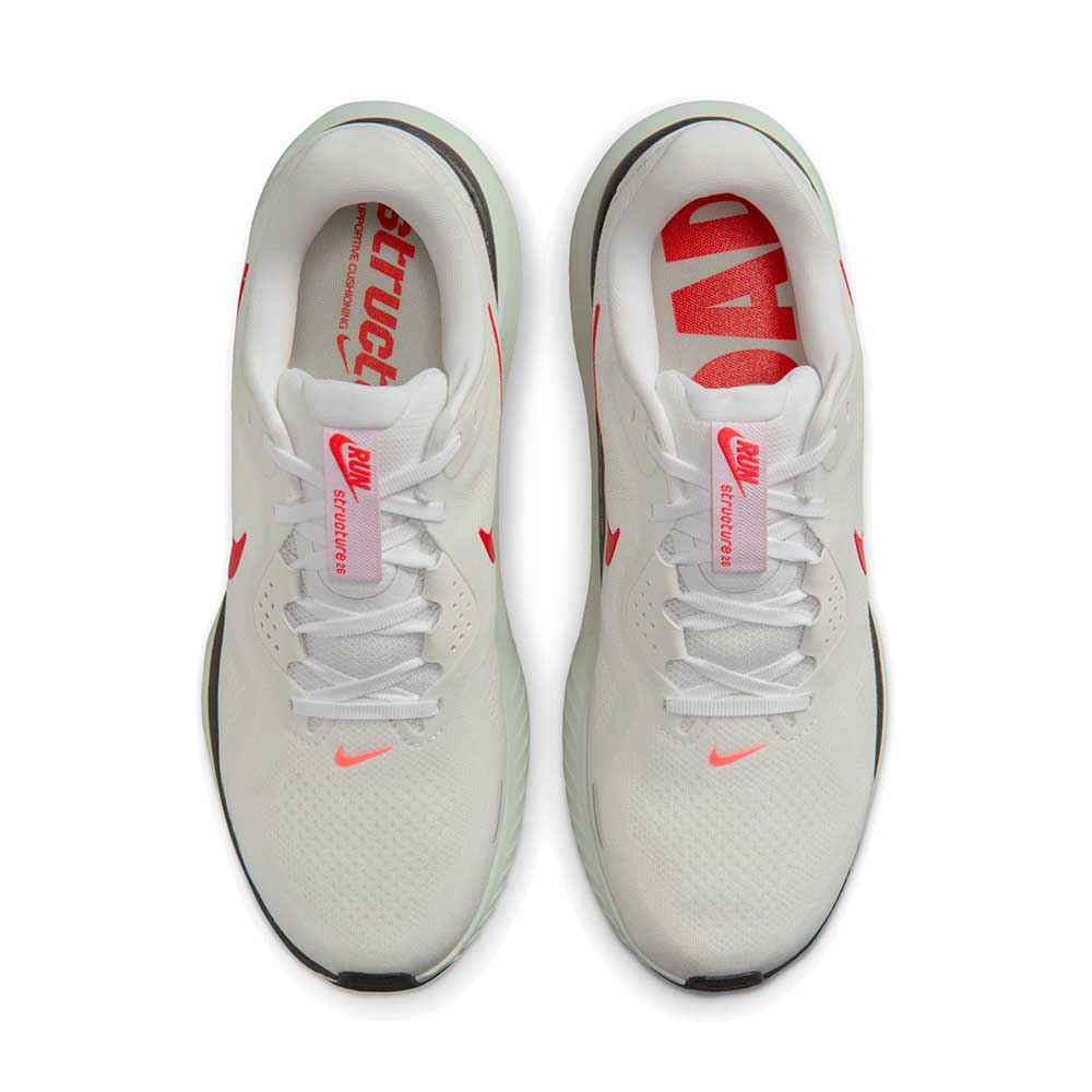Men's Nike Structure 26 Running Shoe - White/Bright Crimson/Medium Ash - Regular (D)