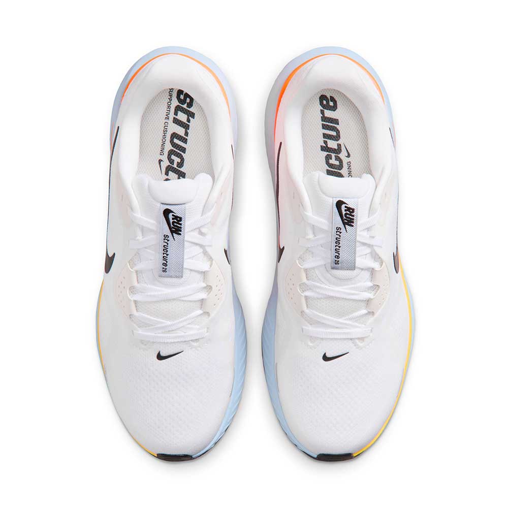 Men's Nike Structure 26 Running Shoe - White/Black/Hydrogen Blue/Total Orange - Regular (D)