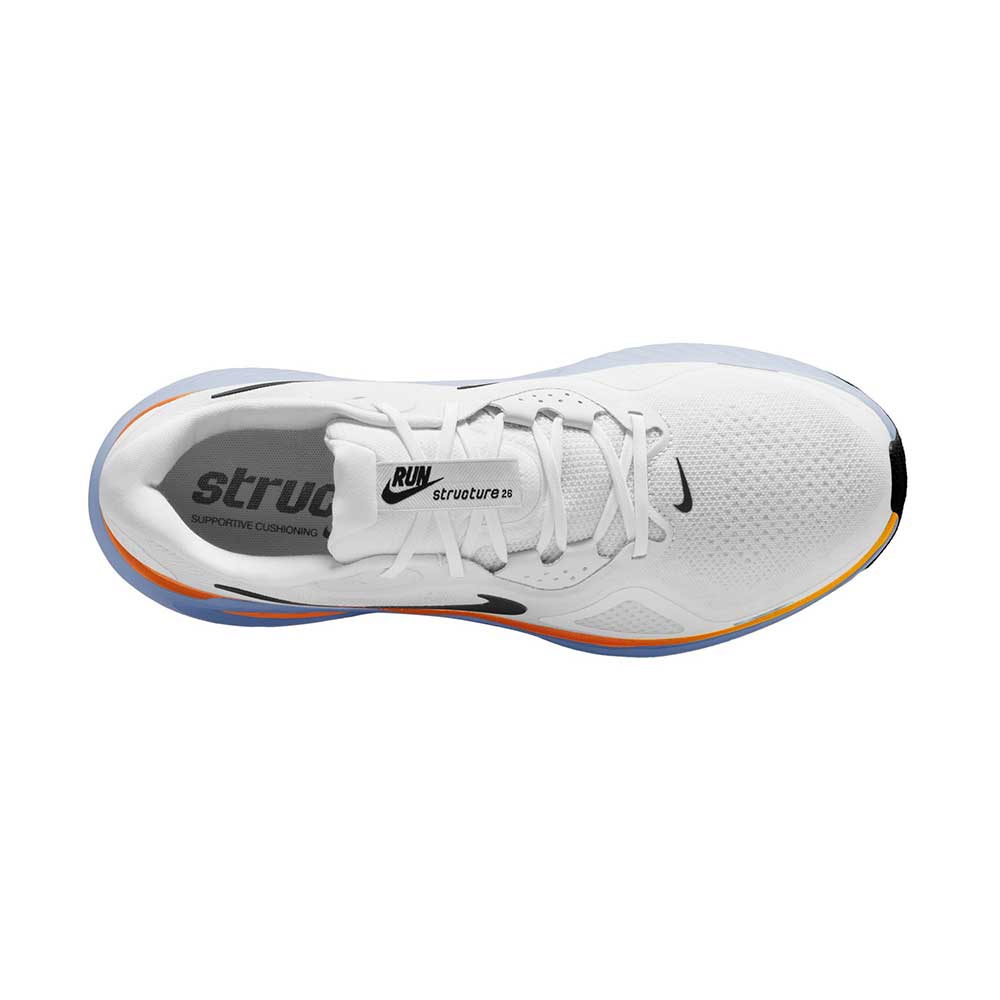 Men's Nike Structure 26 Running Shoe - White/Black/Hydrogen Blue/Total Orange - Regular (D)
