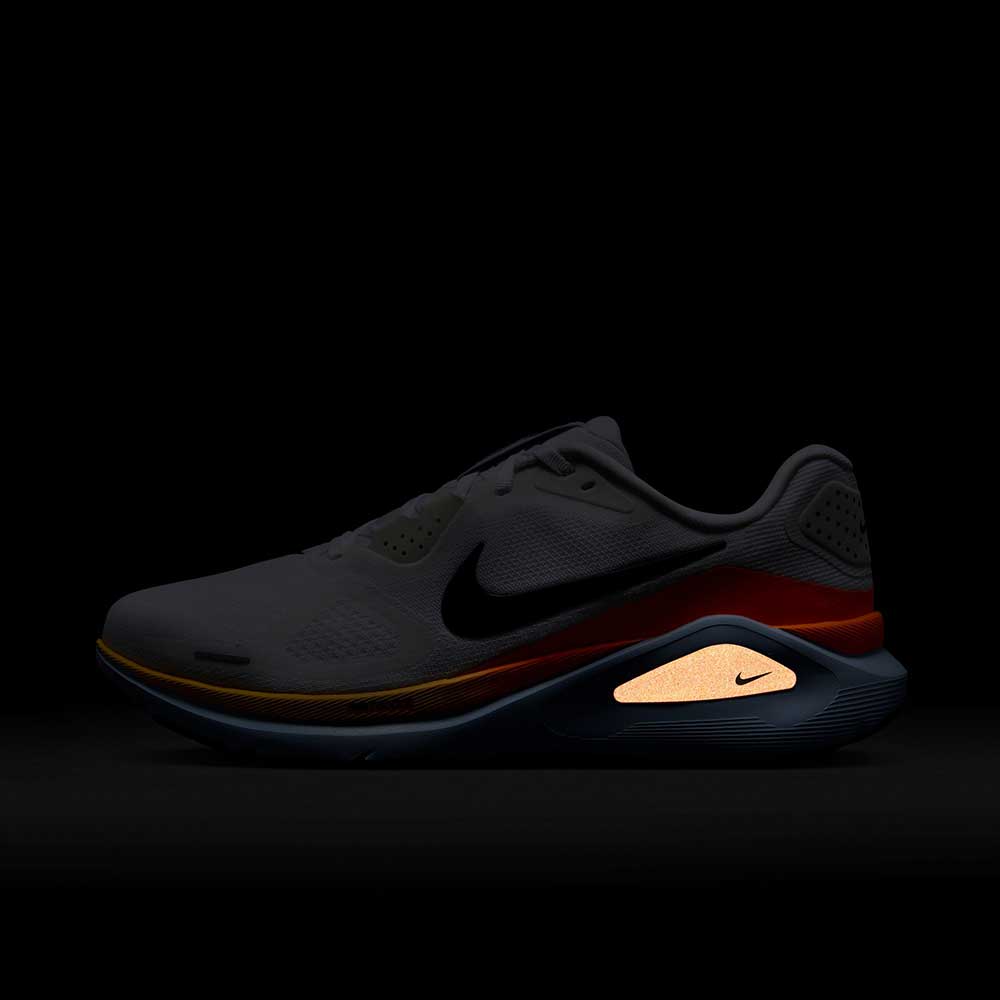 Men's Nike Structure 26 Running Shoe - White/Black/Hydrogen Blue/Total Orange - Regular (D)