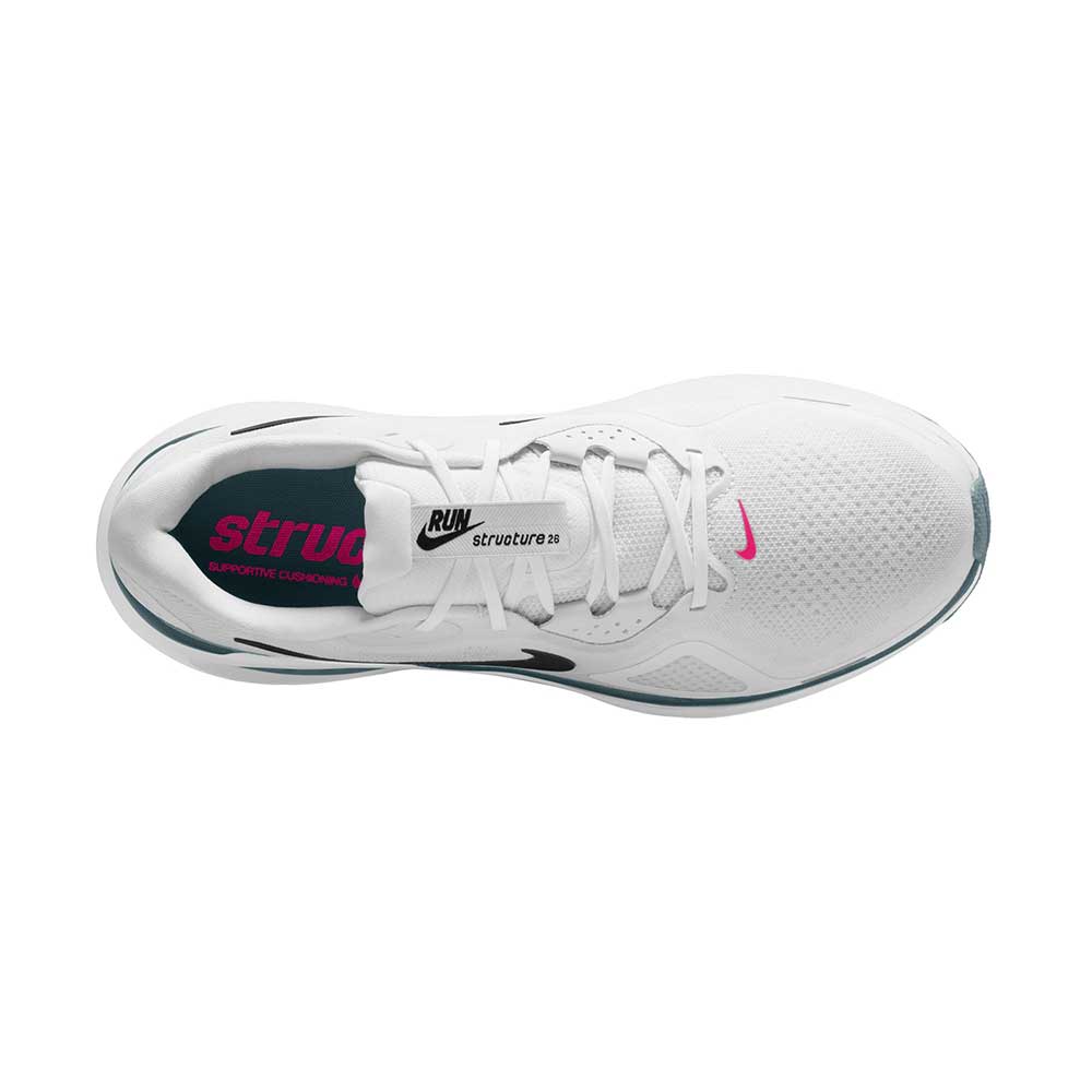 Men's Nike Structure 26 Running Shoe - White/Black/Mineral Slate/Hyper Pink - Regular (D)