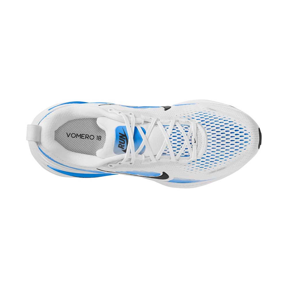 Men's Nike Vomero 18 Running Shoe - White/Black/Blue Hero - Regular (D)