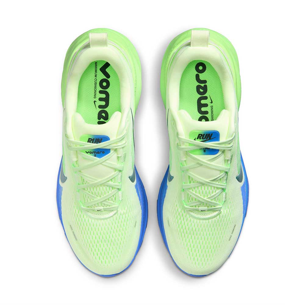 Men's  Nike Vomero 18 Running Shoe - White/Black Spruce/Volt Tint/Sapphire - Regular (D)