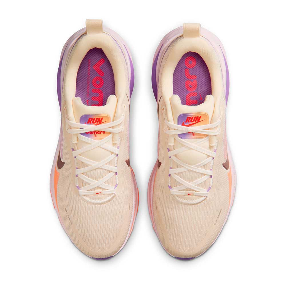 Women's Nike Vomero 18 Running Shoe - Chalk/Tattoo/Pink Foam/Bright Violet - Regular (B)