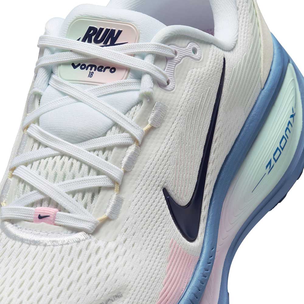 Women's Nike Vomero 18 Running Shoe - White/Midnight Navy/Work Blue - Regular (B)